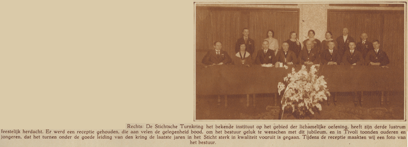 874191 Groepsportret van het bestuur van de Stichtsche Turnkring, bij de viering van het 15-jarig bestaan in Tivoli ...